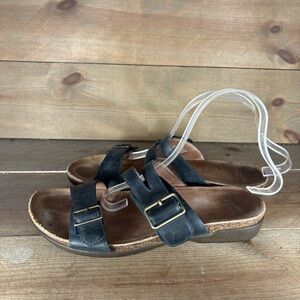 dansko rosie womens size 40 shoes blue leather slip on slide comfort sandals